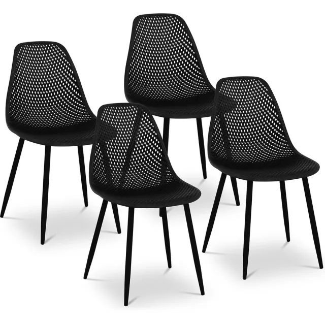 Fromm & Starck Stoel - set van 4 - tot 150 kg - zitting 52 x 46.5 cm - zwart - Fromm & Starck