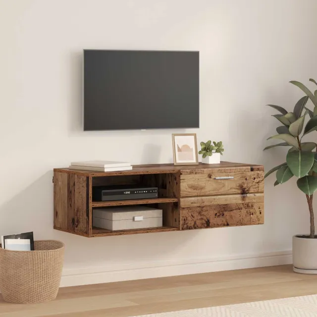 vidaXL Tv-meubel FLORIN 100,5 x 39 x 30 cm Oud hout Bewerkt hout Bruin