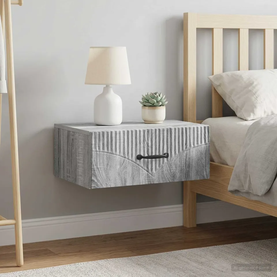 vidaXL Wandbeugel Bedkast 2 st Grijs sonoma 49 x 34,5 x 20 cm, foto 4