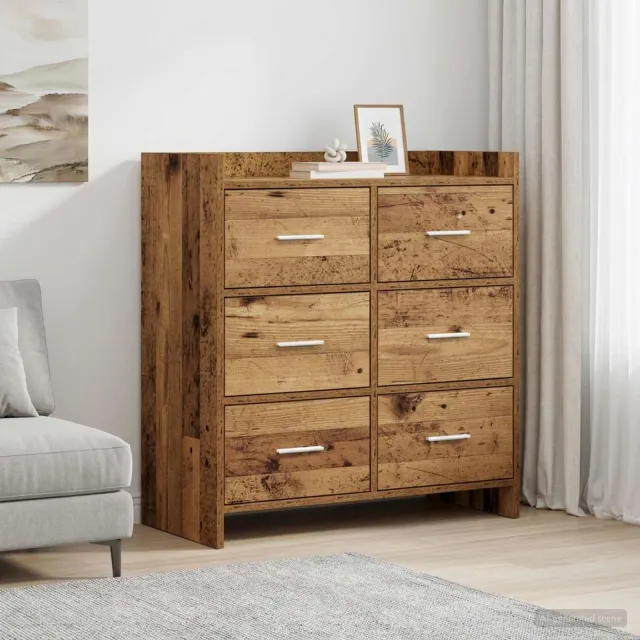 vidaXL Dressoir Oud hout 75 x 33 x 80 cm Bewerkt hout bruin, foto 2