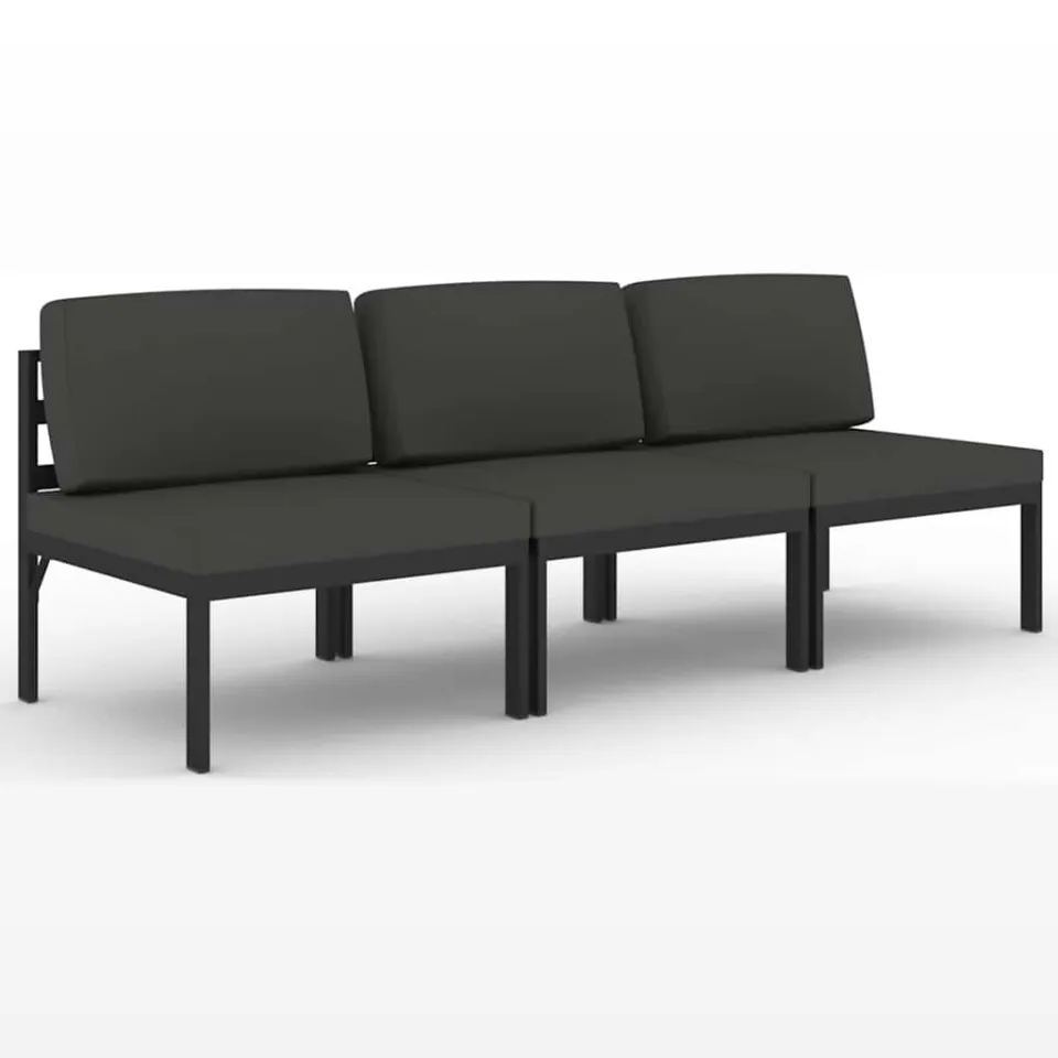 vidaXL Tuinbank 3-zits met kussens aluminium antracietkleurig, foto 4