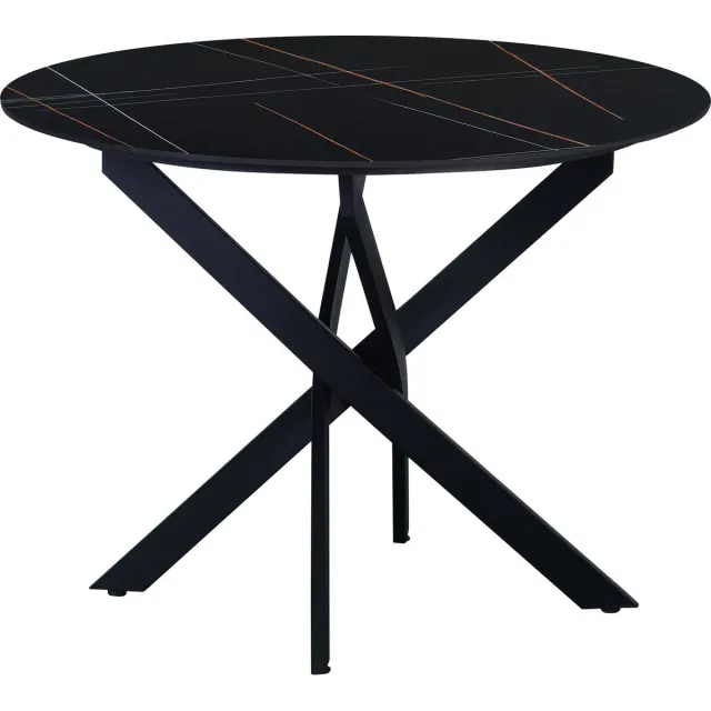 Bolt Edge Eetkamertafel Rond - Tuintafel - Marmerlook - Zwart - Voor 4 Personen - 100x100x76 cm