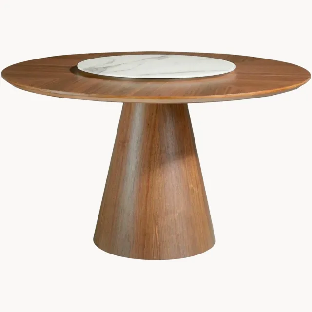 Angel Cerdá Ronde eettafel Bosch met draaibare tafelblad in marmerlook, Ø 135 cm Bruin