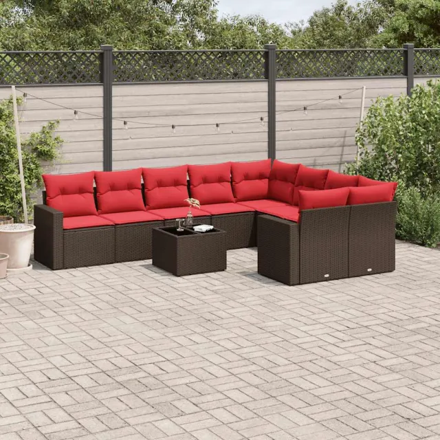 vidaXL 10-delige Loungeset met kussens poly rattan bruin, foto 2