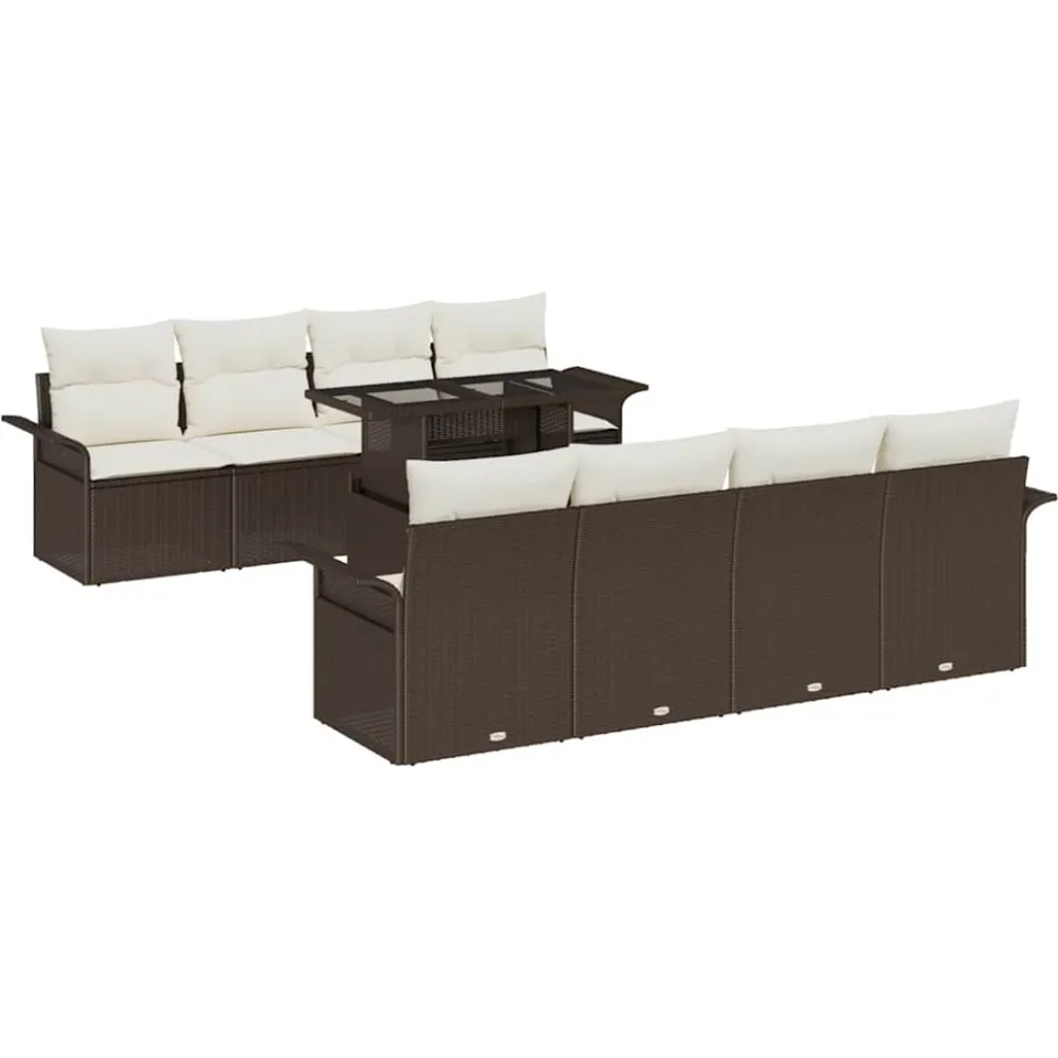 vidaXL Tuin Sofa Set 9 st Bruin [Synthetisch]: Poly Rattan