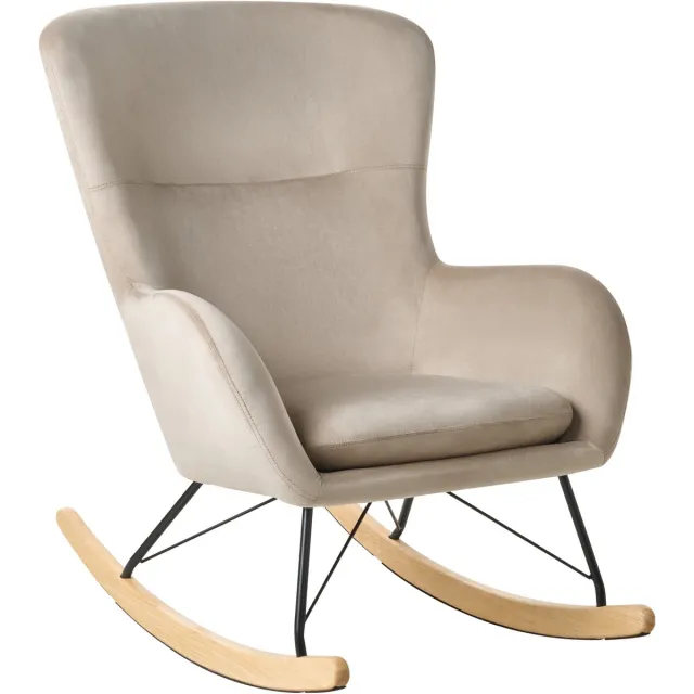 Beliani ELLAN - Schommelstoel - Beige - Fluweel