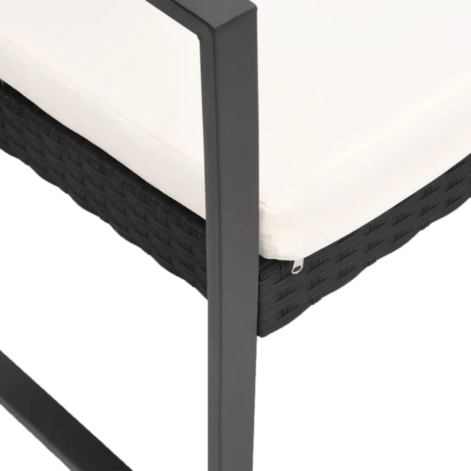 vidaXL 5-delige Tuinset met kussens polypropeen rattan zwart, foto 4