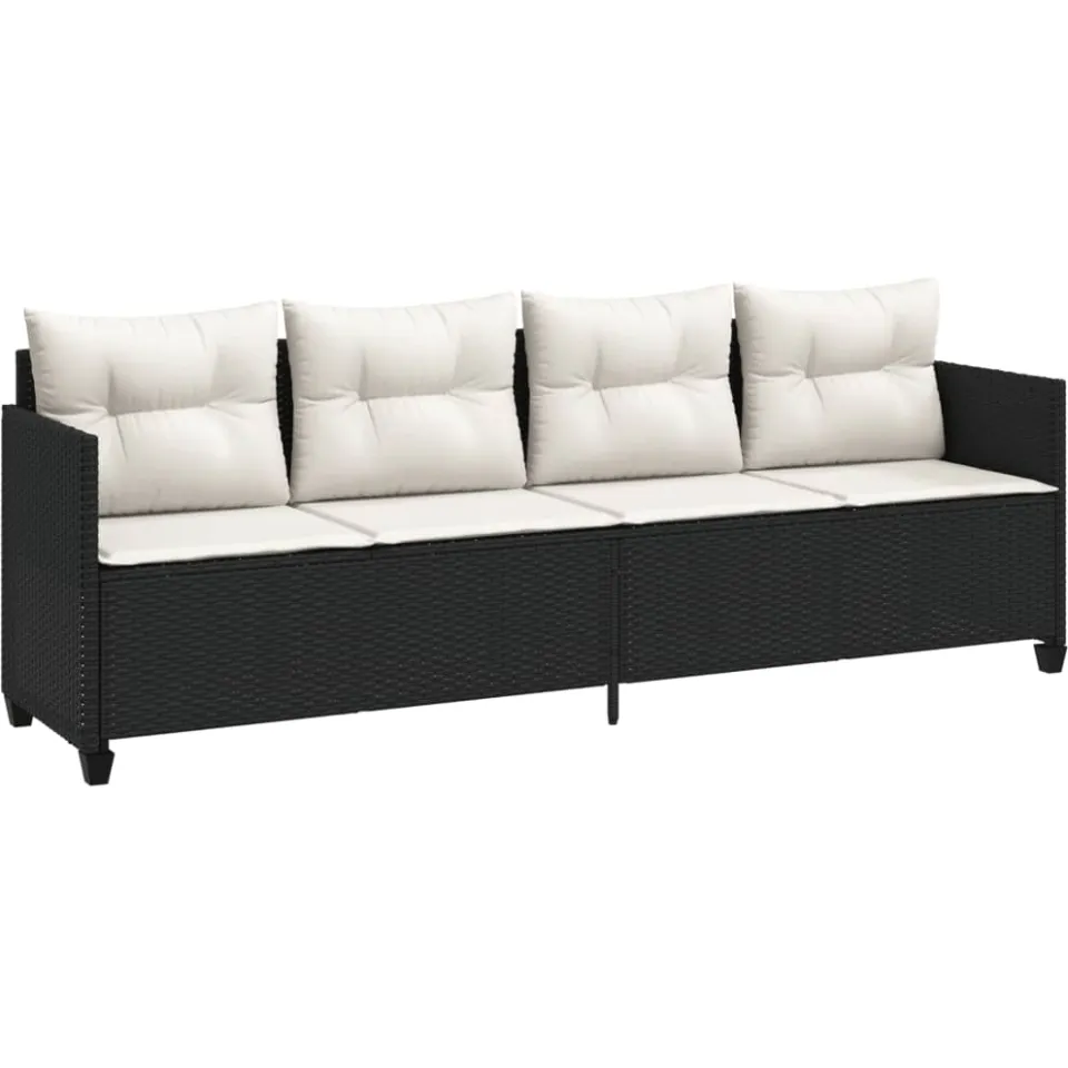 vidaXL 5-delige Loungeset met kussens poly rattan zwart