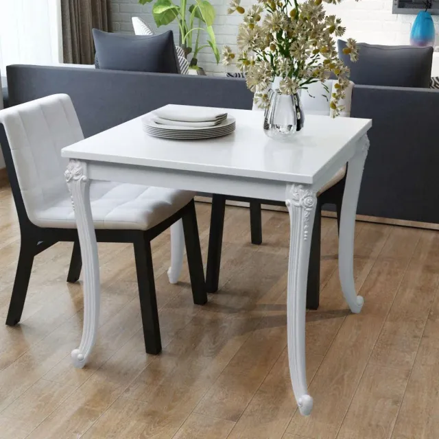 vidaXL Eettafel - 80 - x - 80 - x - 76 - cm - hoogglans - wit hoogglans wit