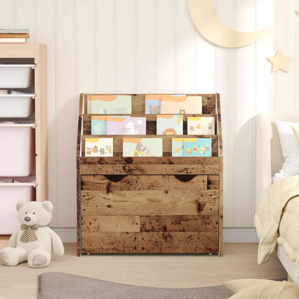 vidaXL Kinderen Boekenkast Oudhout 60 x 29,5 x 69 cm Bewerkt hout bruin, foto 4