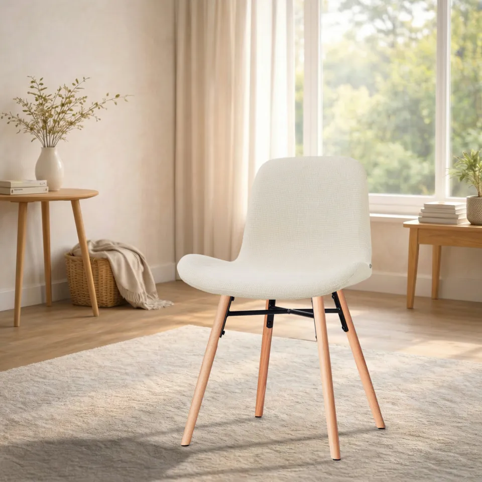 Nolon Nena-Fé eetkamerstoel cottonbeige - houten onderstel beige, foto 2