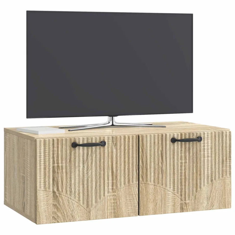 vidaXL Wandbeugel TV-kast Sonoma Eiken 78,5 x 41 x 30 cm Bewerkt hout Bruin
