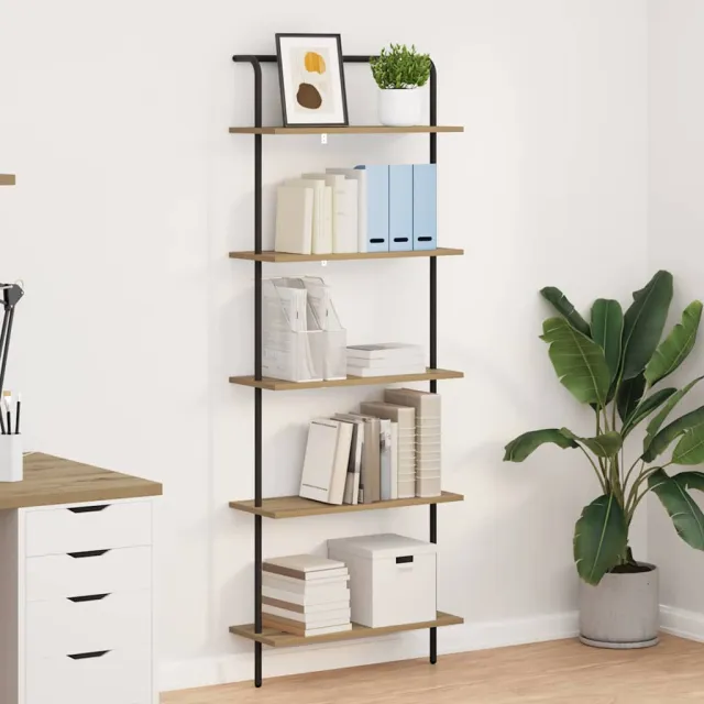 vidaXL Boekenkast 5-laags 60 x 24 x 168 cm Bewerkt hout Grijs Sonoma, foto 2