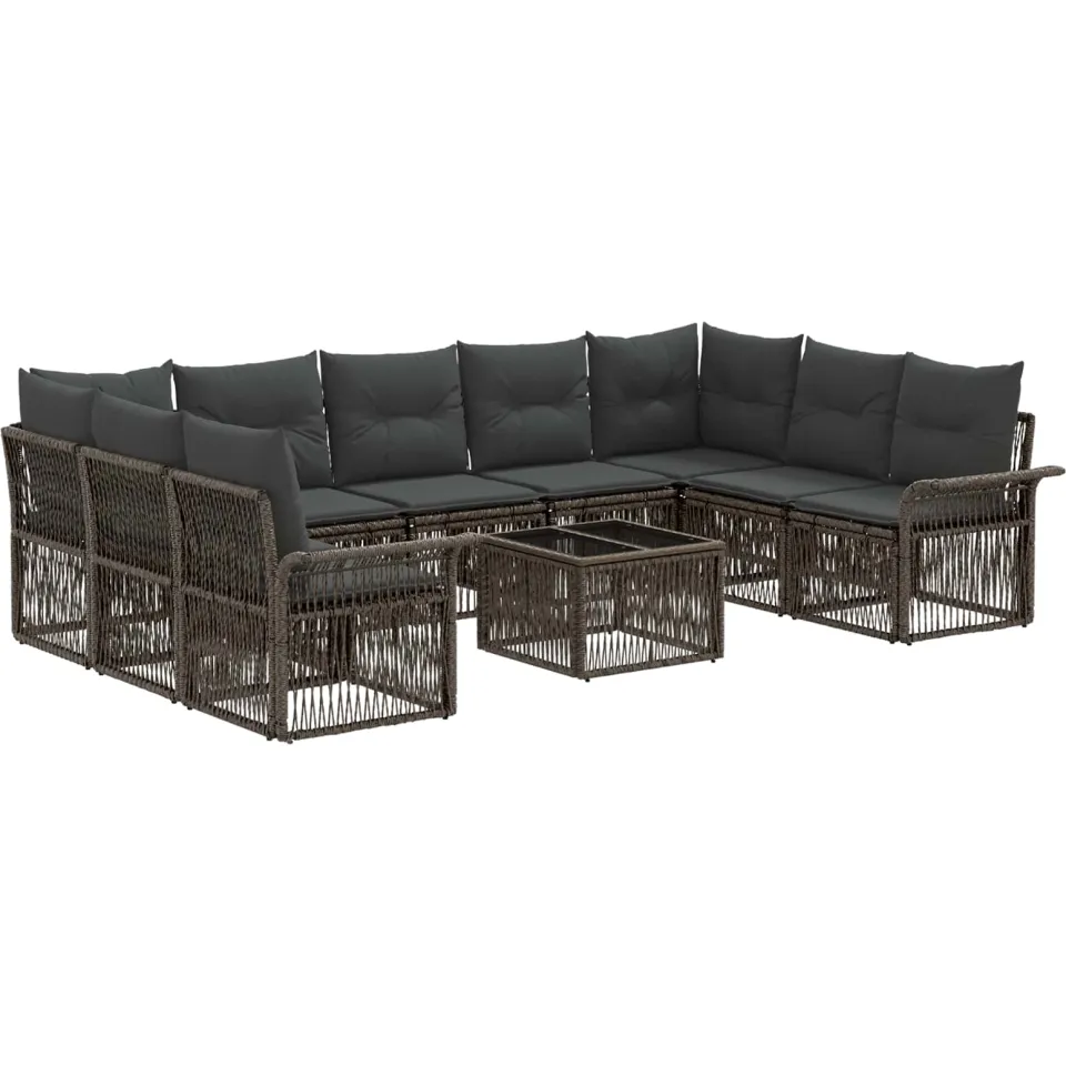 vidaXL Tuinbankenset 10 st Grijs poly rattan, foto 3