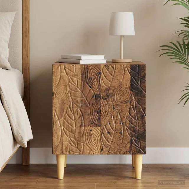 vidaXL Nachtkastje Oud hout 43 x 34,5 x 50 cm Bewerkt hout bruin, foto 2