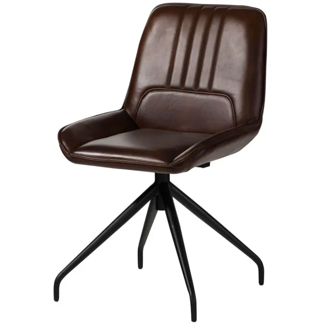 MASSIVMOEBEL24 .DE gestoffeerde stoel bruin echt leer gemonteerd IRON LABEL #110