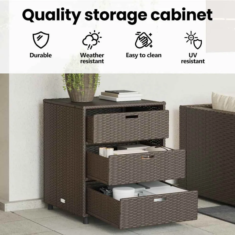 vidaXL Tuinkast 55x59x69 cm poly rattan bruin, foto 4