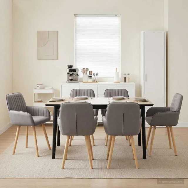 vidaXL Eettafelstoelen 6 st Stof Taupe 56,5 x 50 x 87,5 cm, foto 2