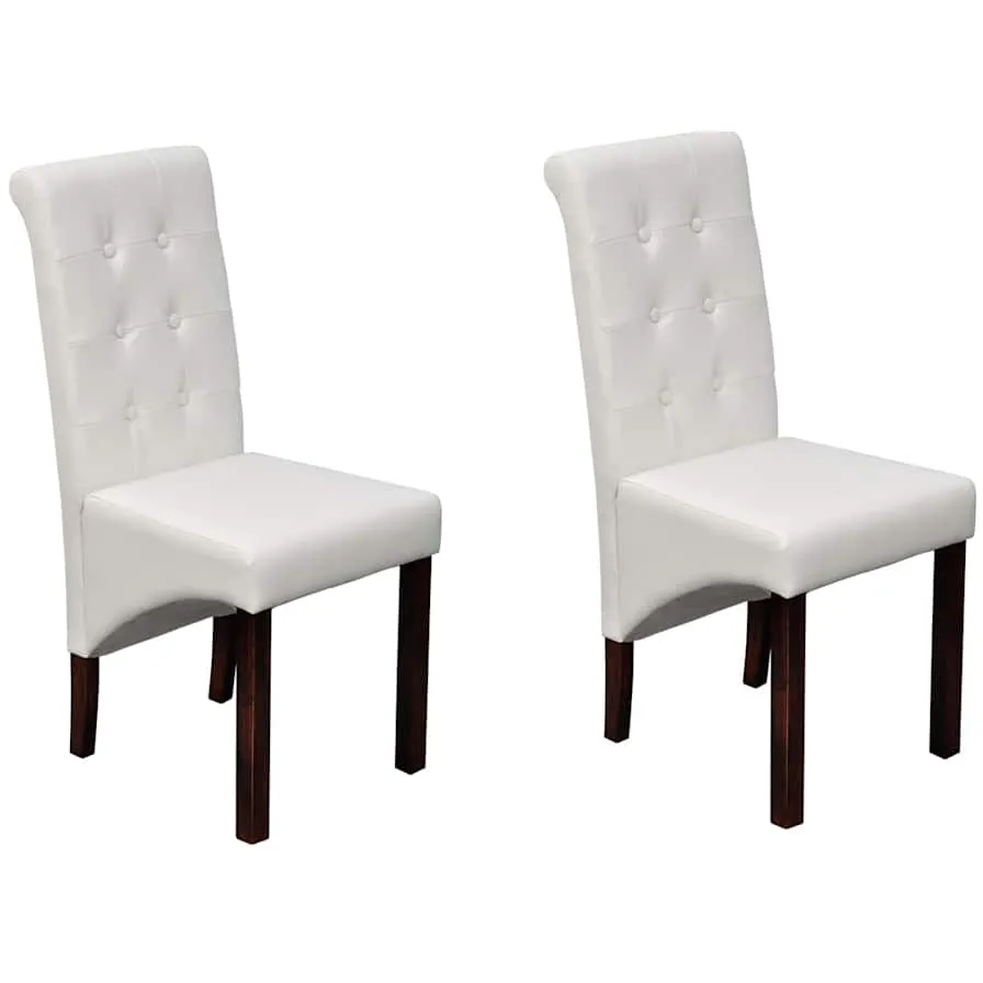vidaXL Eetkamerstoelen 2 st kunstleer wit