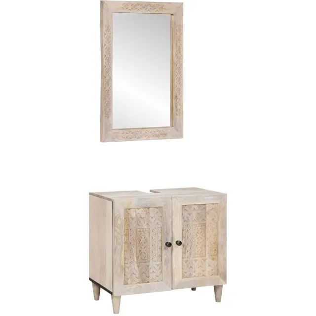 vidaXL Badkamermeubelset 2 st Wit 62 x 33 x 58 cm Bewerkt hout