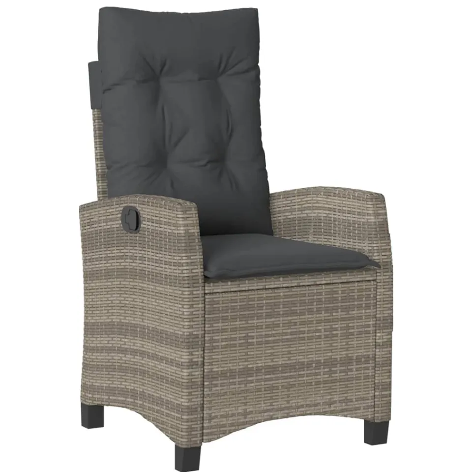 vidaXL 5-delige Tuinset met kussens poly rattan grijs