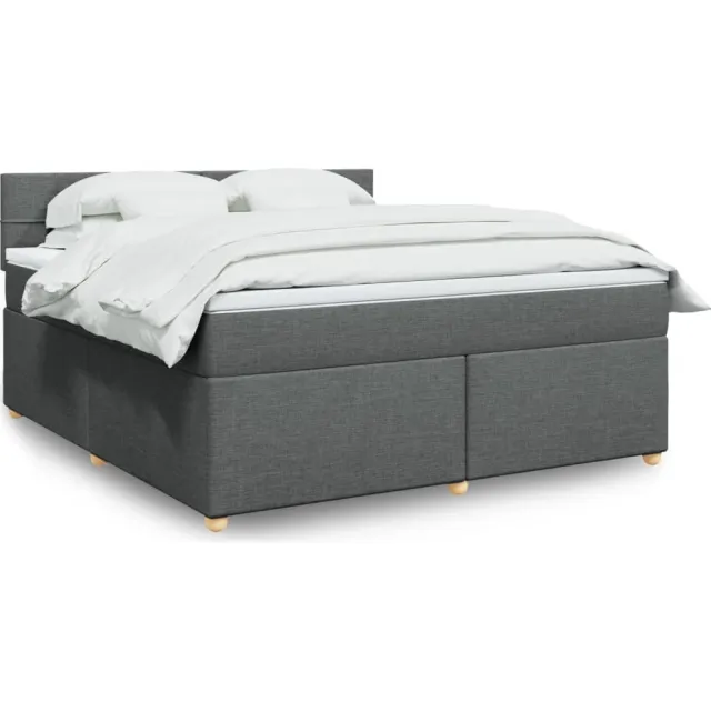 vidaXL Boxspring met matras stof donkergrijs 180x200 cm grijs