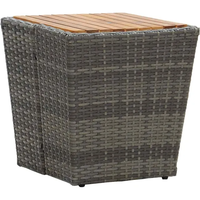 vidaXL Theetafel 41,5x41,5x43 cm poly rattan massief acaciahout grijs