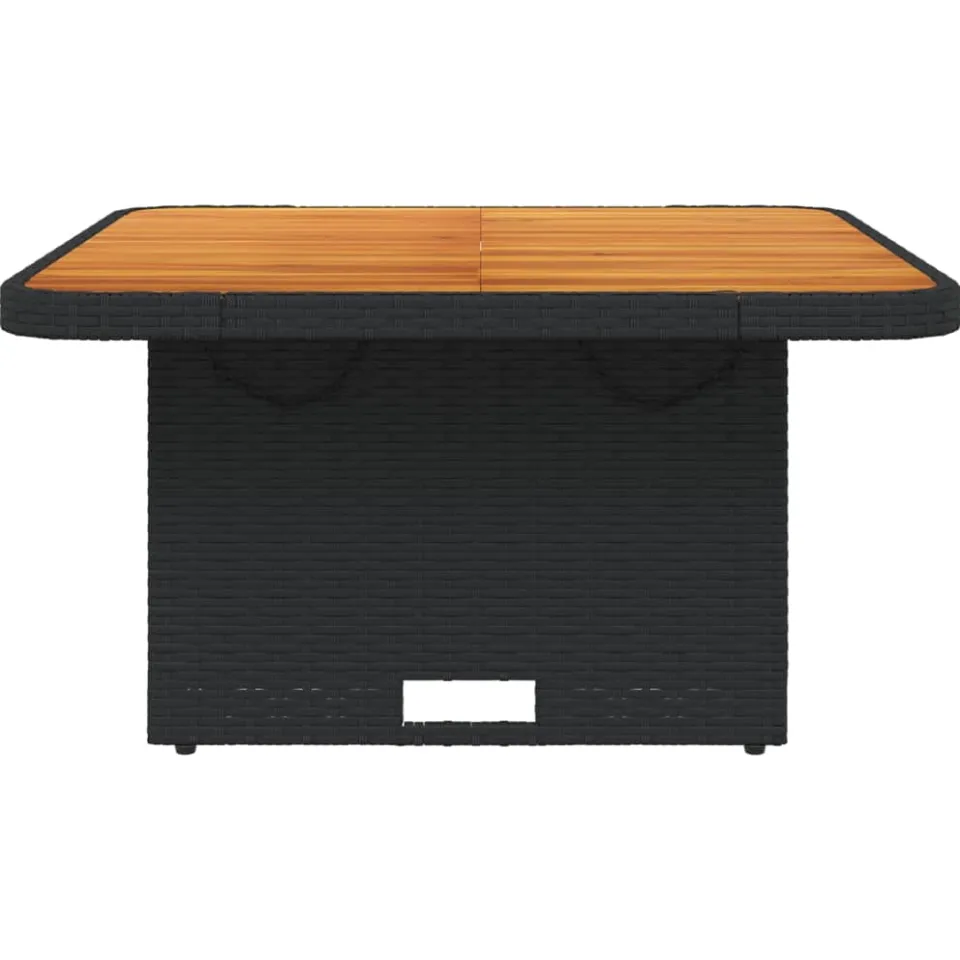 vidaXL Tuintafel 80x80x71 cm poly rattan en acaciahout zwart