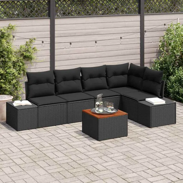 vidaXL Tuinbankenset 6 st Zwart poly rattan, foto 2