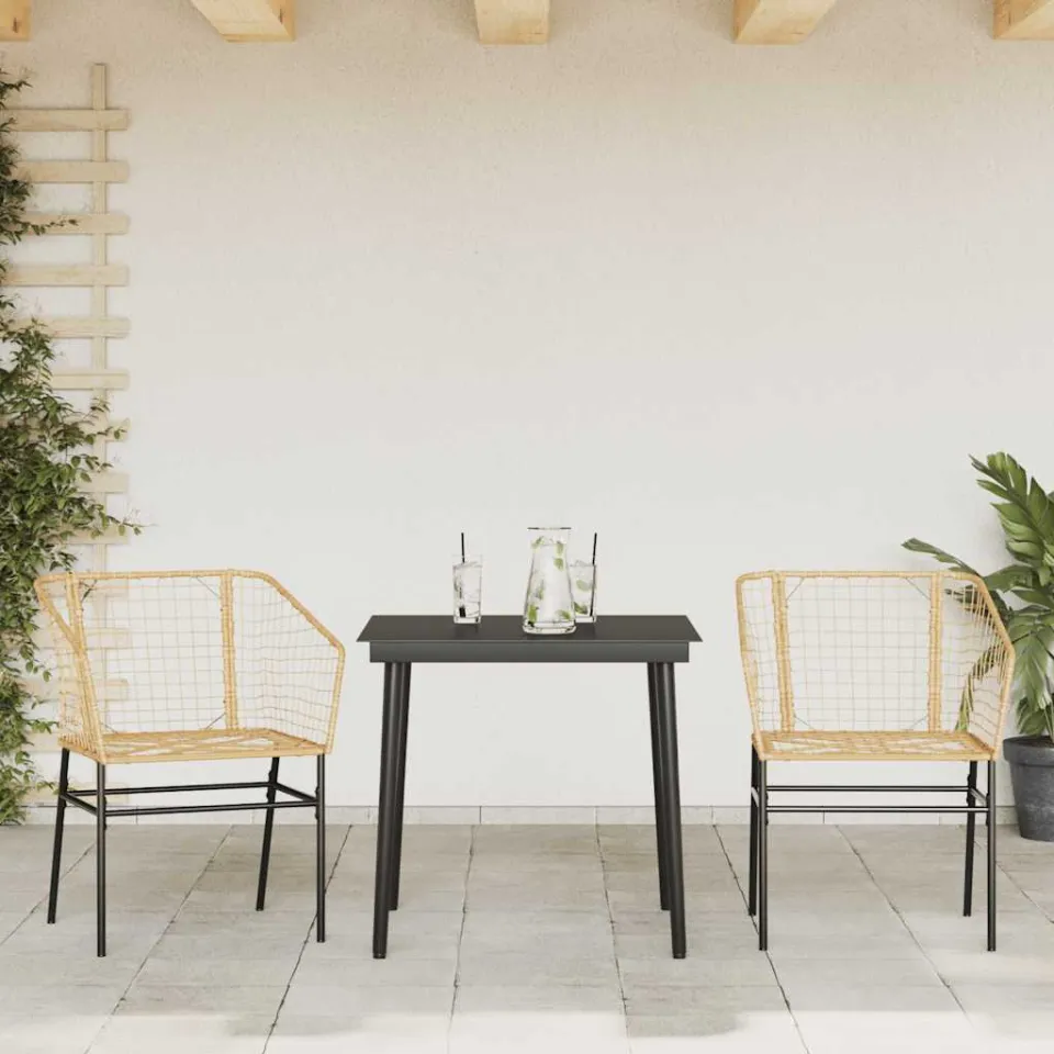 vidaXL 3-delige Tuinset poly rattan glas bruin, foto 2