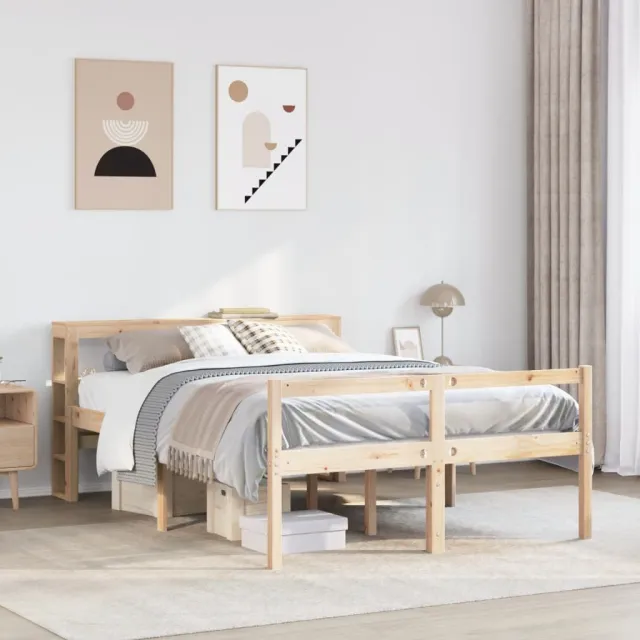 vidaXL Bedframe 2 st Naturel 140 x 190 cm Massief Vurenhout Bruin