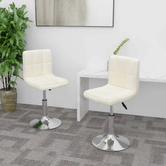 vidaXL Eetkamerstoelen 2 st draaibaar stof crèmekleurig, foto 2