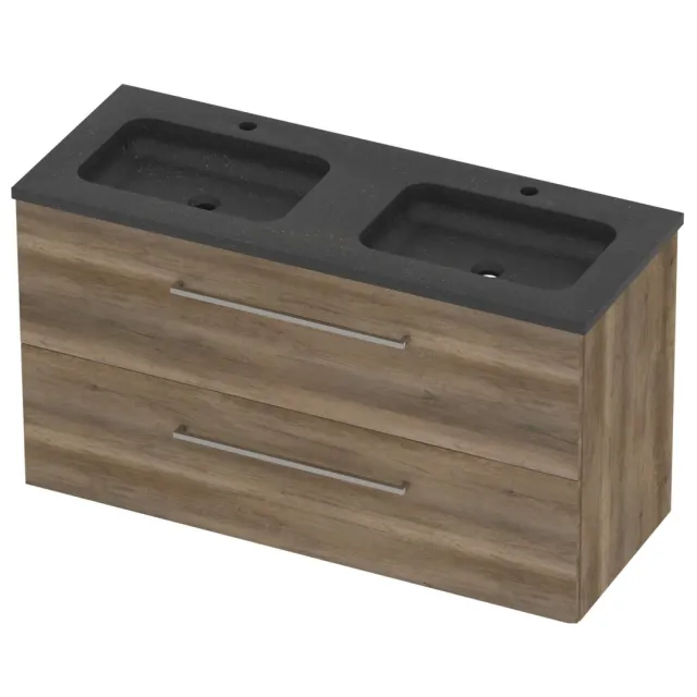 Basic-Line Rocky 46 Badmeubelset Hardsteen 120x46x62 cm R46BSDSO120D2 Scotch Oak Blue Stone Grijs