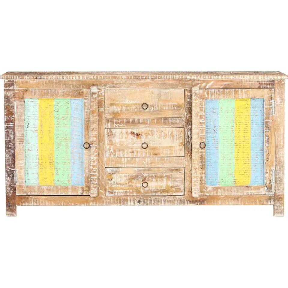 vidaXL Dressoir 151x40x75 cm ruw acaciahout meerkleurig, foto 2
