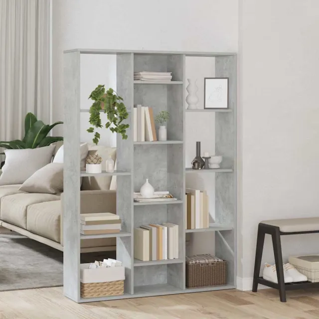 vidaXL Kamerscherm/boekenkast 100x24x140 cm bewerkt hout betongrijs grijs, foto 2