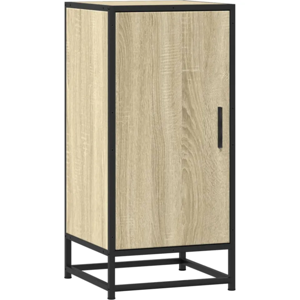vidaXL Dressoir 35,5x35x76 cm bewerkt hout en metaal sonoma eikenkleur Bruin