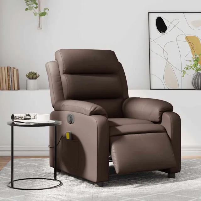 vidaXL Massagestoel verstelbaar elektrisch kunstleer bruin