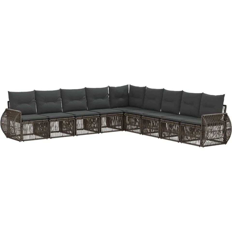 vidaXL Tuinbankenset 9 st 9-zits Grijs en Donkergrijs poly rattan, foto 3