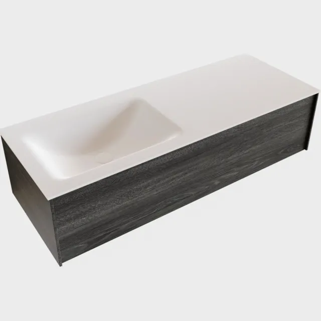 Boss & Wessing Badkamermeubel BWS Madrid Antraciet 120x45x30 cm Mat Witte Solid Surface Wastafel Links (1 kraangat)