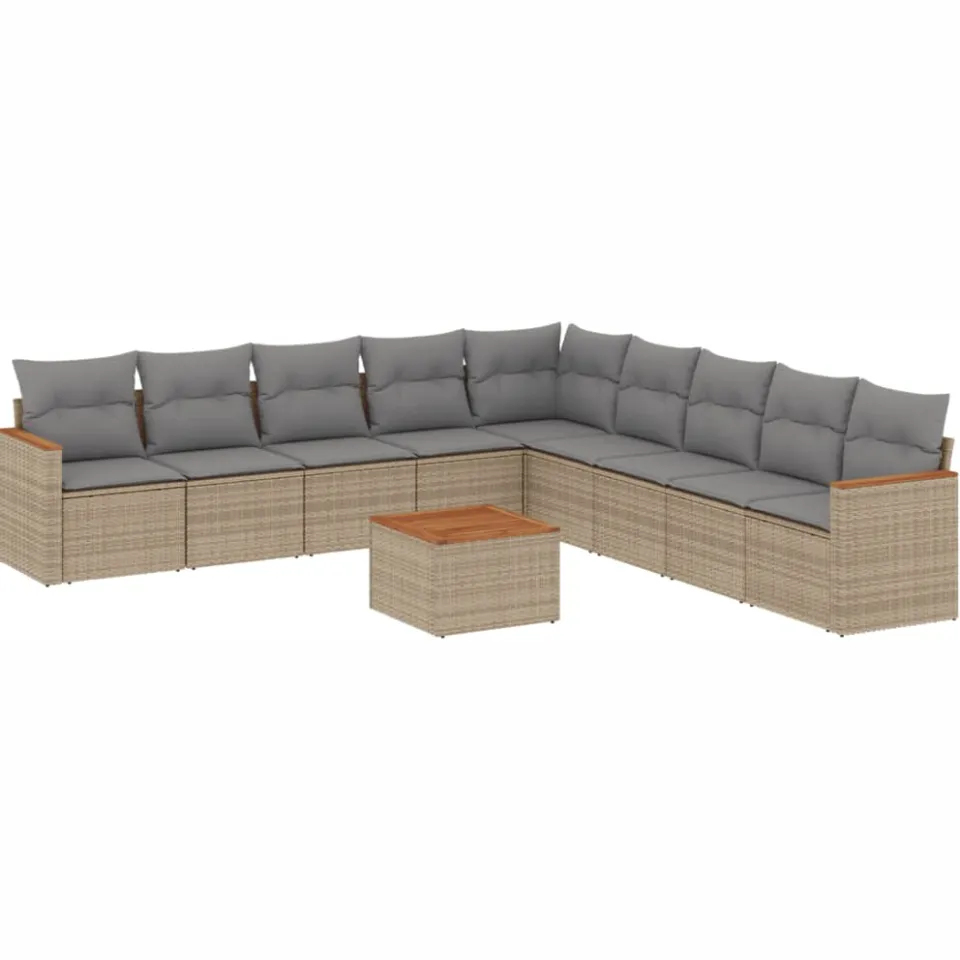 vidaXL Patio Sofa Set 9-zits Beige and Grey, foto 3