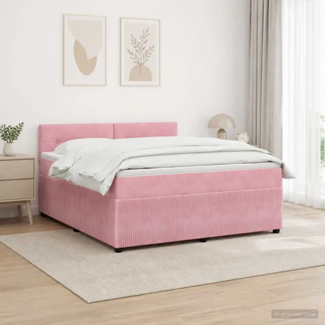 vidaXL Boxspringbed met matras Roze 140 x 190 cm Fluweel