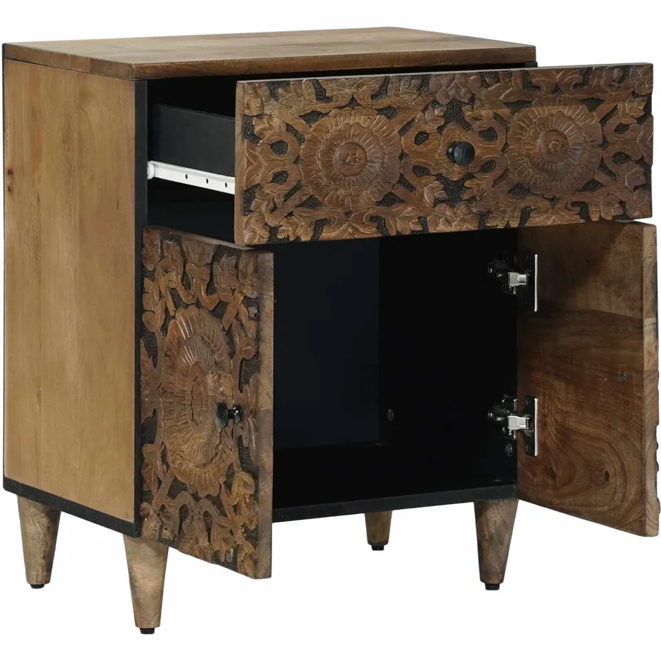 vidaXL Bed kast Bruin 50 x 33 x 60 cm Massief Mango Hout, foto 2