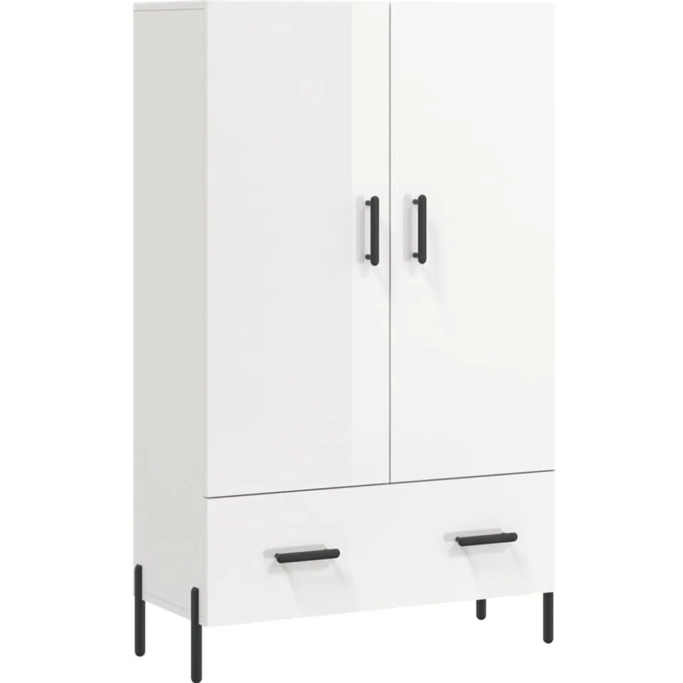 vidaXL Hoge kast 69,5x31x115 cm bewerkt hout hoogglans wit, foto 3