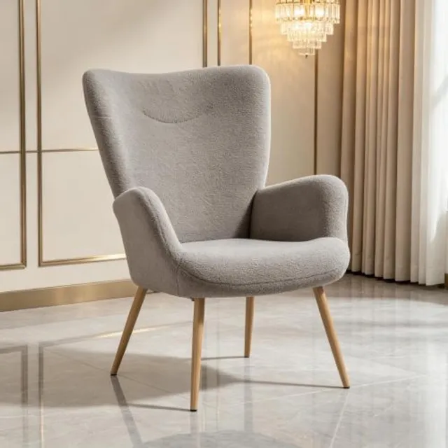 Rolipo fauteuil met hoge rugleuning - Grijze loungestoel voor woonkamer - Ergonomisch - 71x74x97,5cm - Grijs