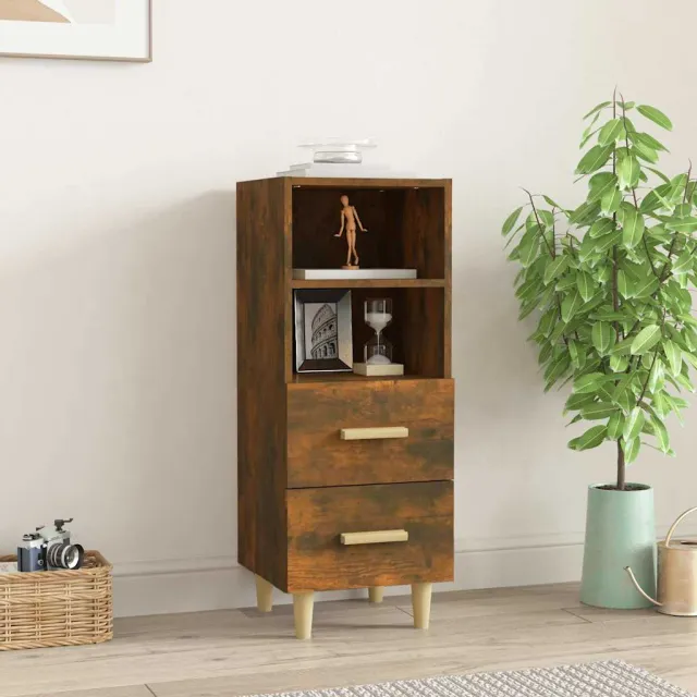 vidaXL Dressoir 34,5x34x90 cm bewerkt hout gerookt eikenkleurig Bruin