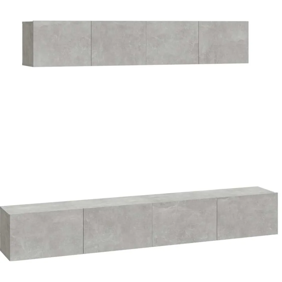 vidaXL 4-delige Tv-meubelset bewerkt hout betongrijs grijs, foto 3