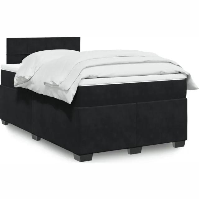 vidaXL Boxspring met matras fluweel zwart 120x190 cm