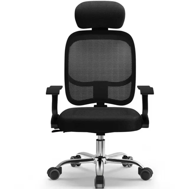 Saikefy Bureaustoel - Ergonomische Bureaustoel - Verstelbare hoogte van de rugleuning en de hoofdhouder - Max. Kanteling 135° - ademend - Max. Belasting 150 kg zwart