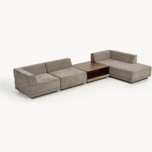 Westwing Collection Modulaire hoekbank Colin (4-zits) met salontafel Bruin, Taupe