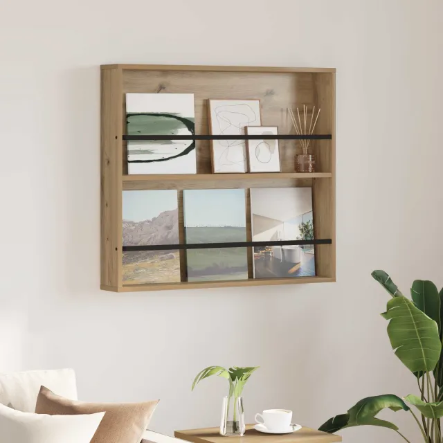 vidaXL Tijdschrift Rek Artisan Eiken 80 x 12 x 70 cm Bewerkt hout, foto 2